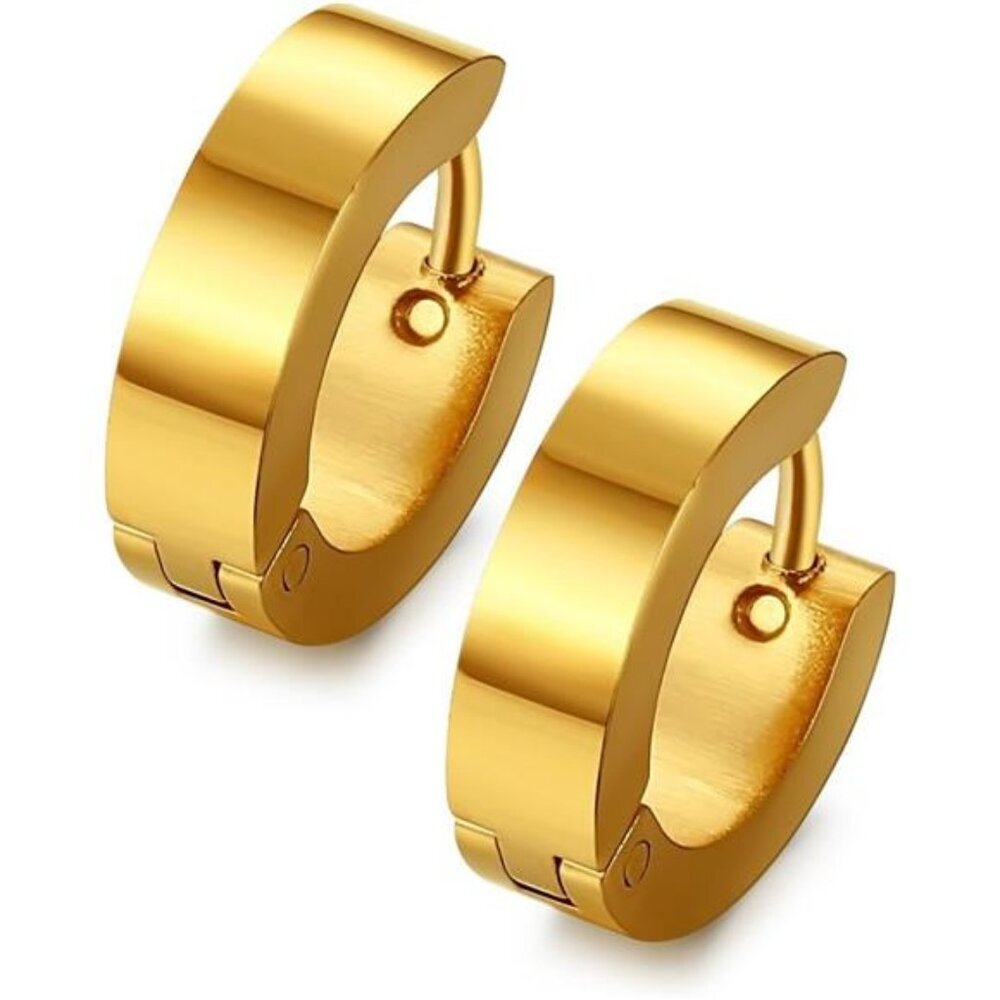 Black Unique Small Hoop Earrings for Men Huggie Earrings 1 Pairs